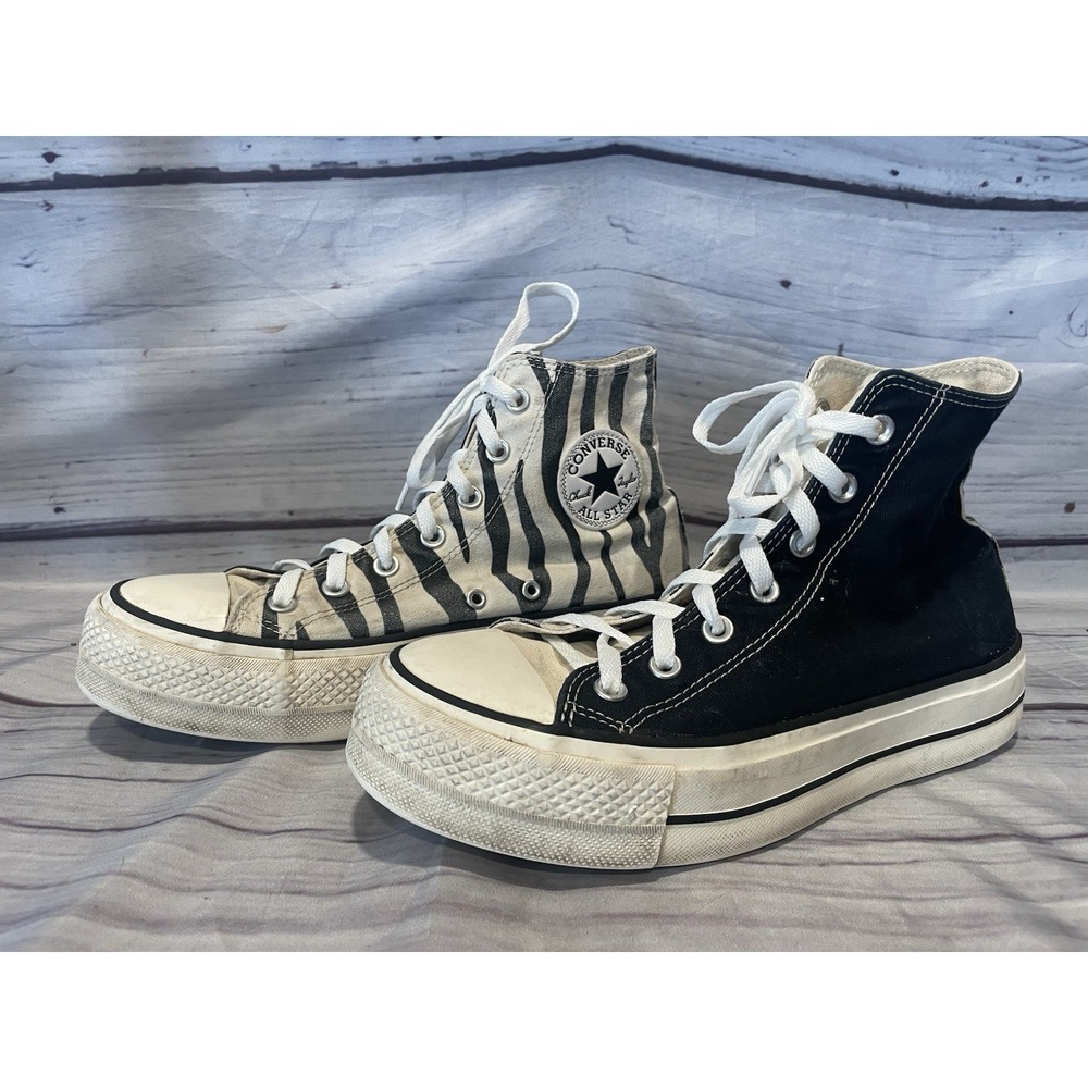 Converse Chuck Taylor All Star High Half Zebra Stripe Black Sz 7 Men Sz 9 Women